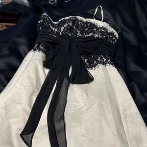 White House Black Market Black and White Lace Midi Dress